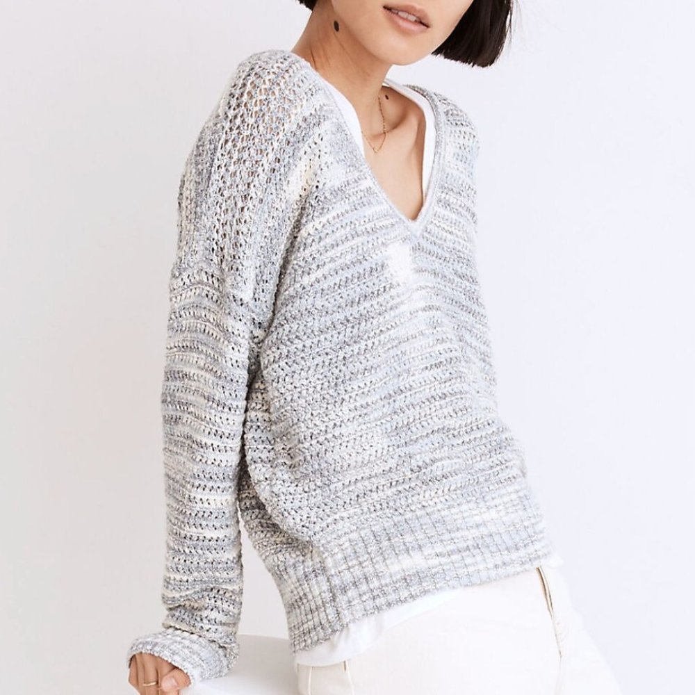 Madewell Southbrook Open-Stitch Pullover Sweater in Space-Dye - LIKE NEW